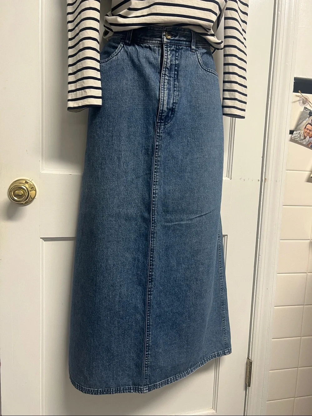 L.L. Bean Blue Denim Maxi Skirt